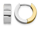 10K White and Yellow Gold Reversible Polished Hoop Huggy Earrings